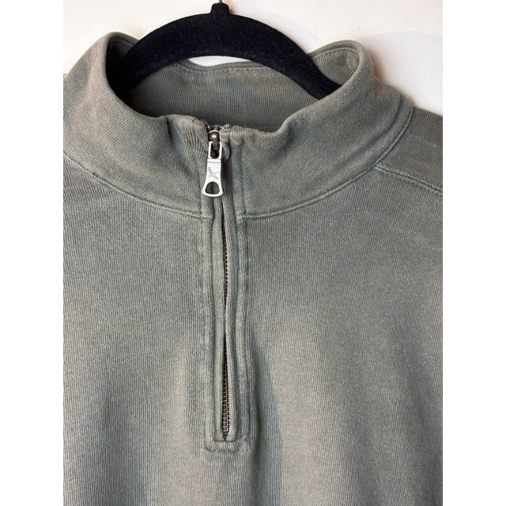 Mens Eddie Bauer Sweatshirt Medium Olive Green 100%‎ Cotton Quarter Zip Pullover